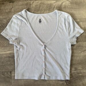 PacSun Light Blue Ribbed Crop Top